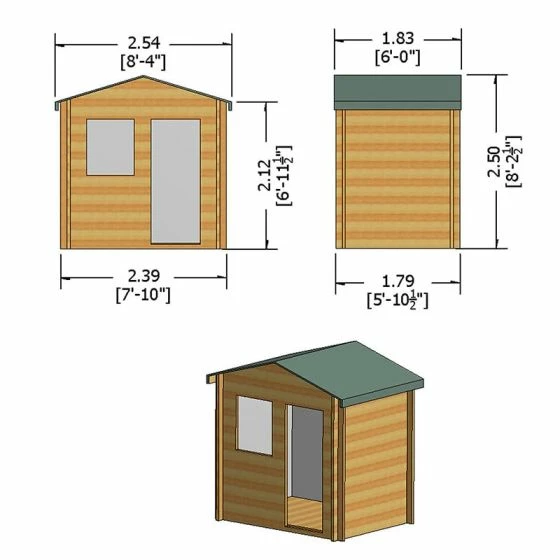 Shire Avesbury 2.5m X 1.8m Log Cabin Summerhouse (19mm) 5 Shire Avesbury 2.5m X 1.8m Log Cabin Summerhouse (19mm) - Image 3