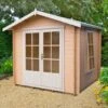 Shire Barnsdale 2.4m X 2.4m Wooden Log Cabin Summer House (19mm) -Garden Supplies Sales Shop bar0808l19 1aa 01