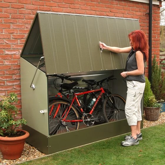 6' X 3' (1.96x0.89m) Trimetals Green Metal Bicycle Store - Garden Bike Storage 4 6' X 3' (1.96x0.89m) Trimetals Green Metal Bicycle Store - Garden Bike Storage - Image 2