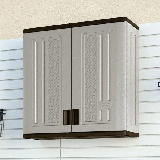 Suncast Wall Utility/ Garage Cabinet Grey - Plastic Storage Cupboard 3 Suncast Wall Utility/ Garage Cabinet Grey - Plastic Storage Cupboard