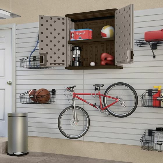 Suncast Wall Utility/ Garage Cabinet Grey - Plastic Storage Cupboard 4 Suncast Wall Utility/ Garage Cabinet Grey - Plastic Storage Cupboard - Image 2