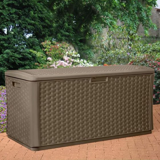 4' X 2' (1.46 X 0.73m) Suncast Resin Wicker Deck Box & Plastic Garden Storage 3 4' X 2' (1.46 X 0.73m) Suncast Resin Wicker Deck Box & Plastic Garden Storage
