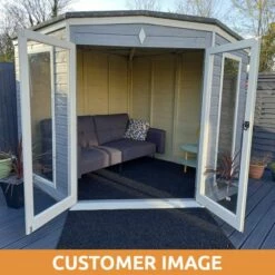 8x8 Shire Barclay Corner Wooden Summer House 23 8x8 Shire Barclay Corner Wooden Summer House -Garden Supplies Sales Shop bsd 8x8 shire barclay corner summerhouse customer image 2