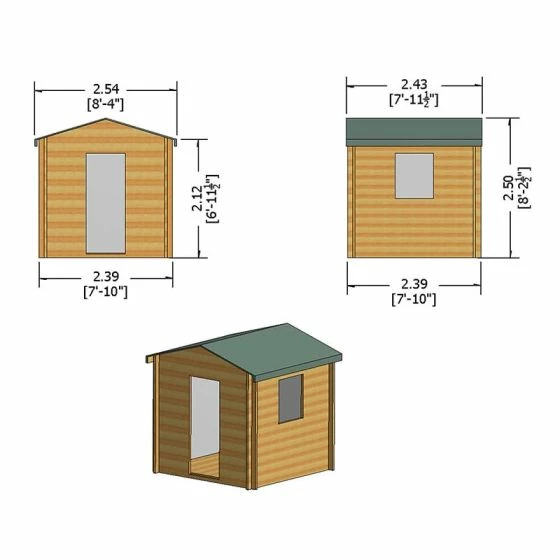 Shire Danbury 2.5m X 2.4m Log Cabin Shed (19mm) 5 Shire Danbury 2.5m X 2.4m Log Cabin Shed (19mm) - Image 3