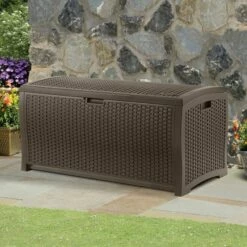 4' X 2' (1.27 X 0.65m) Suncast Resin Wicker Deck Box - Plastic Garden Storage