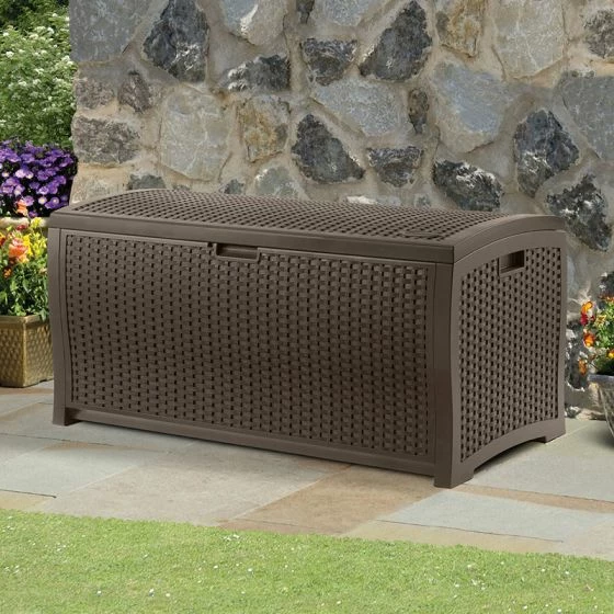 4' X 2' (1.27 X 0.65m) Suncast Resin Wicker Deck Box - Plastic Garden Storage 3 4' X 2' (1.27 X 0.65m) Suncast Resin Wicker Deck Box - Plastic Garden Storage