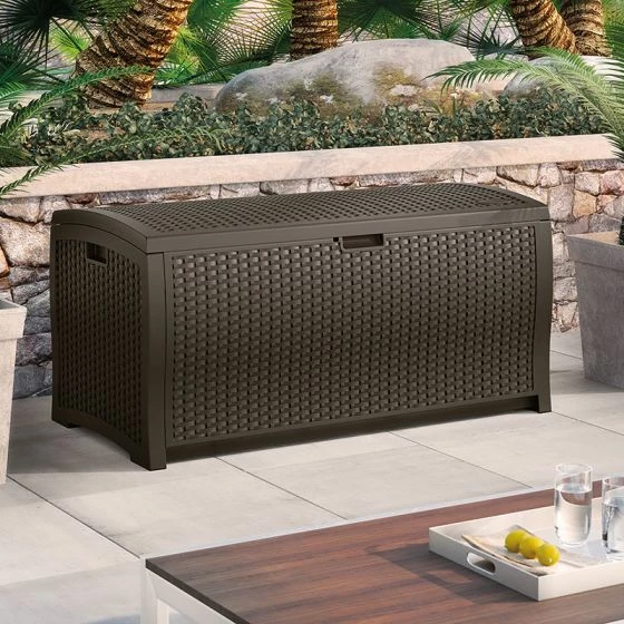 4' X 2' (1.27 X 0.65m) Suncast Resin Wicker Deck Box - Plastic Garden Storage 4 4' X 2' (1.27 X 0.65m) Suncast Resin Wicker Deck Box - Plastic Garden Storage - Image 2
