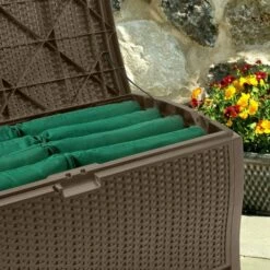 4' X 2' (1.27 X 0.65m) Suncast Resin Wicker Deck Box - Plastic Garden Storage 8 4' X 2' (1.27 X 0.65m) Suncast Resin Wicker Deck Box - Plastic Garden Storage -Garden Supplies Sales Shop dbw9200 03