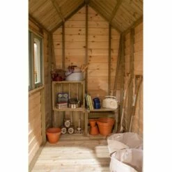 6' X 4' Forest Retreat Green Luxury Shed (1.81m X 1.22m) - Installation Included 17 6' X 4' Forest Retreat Green Luxury Shed (1.81m X 1.22m) - Installation Included -Garden Supplies Sales Shop fra46gnin forest retreat 6x4 apex shed green interior min