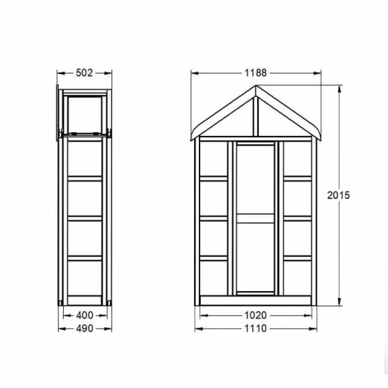 3'9 X 1'6 Forest Georgian Tall Wall Lean To Greenhouse With Auto Vent (1.19m X 0.5m) 5 3'9 X 1'6 Forest Georgian Tall Wall Lean To Greenhouse With Auto Vent (1.19m X 0.5m) - Image 3