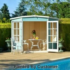 7'5x7'5 Shire Hampton Traditional Corner Wooden Summer House 30 7'5x7'5 Shire Hampton Traditional Corner Wooden Summer House -Garden Supplies Sales Shop hampton doors open with text 1495