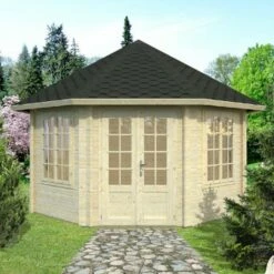 Palmako Hanna 4.2m X 4.2m Corner Log Cabin Summer House (44mm)