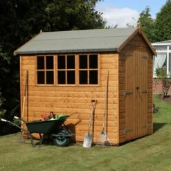 8' X 8' Traditional Heavy Duty Shiplap Apex Wooden Garden Shed (2.44m X 2.44m) 24 8' X 8' Traditional Heavy Duty Shiplap Apex Wooden Garden Shed (2.44m X 2.44m) -Garden Supplies Sales Shop heavy duty apex sheds insitu4 min 5
