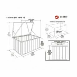 5'x3' (1.5x0.9m) Globel Heritage Green Cushion Storage Box 16 5'x3' (1.5x0.9m) Globel Heritage Green Cushion Storage Box -Garden Supplies Sales Shop lotus cb53hg 5x3 lotus green cushion storage box drawing1 min