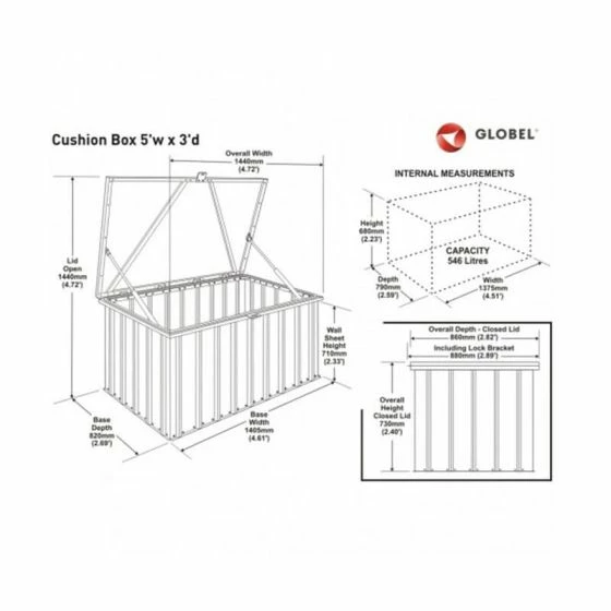 5'x3' (1.5x0.9m) Globel Heritage Green Cushion Storage Box 6 5'x3' (1.5x0.9m) Globel Heritage Green Cushion Storage Box - Image 4