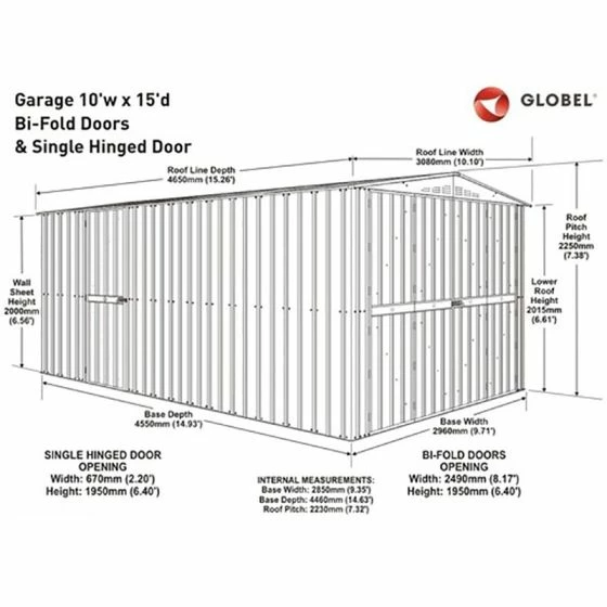 10' X 15' Globel Anthracite Grey Double Door Metal Garage (3.07m X 4.64m) 5 10' X 15' Globel Anthracite Grey Double Door Metal Garage (3.07m X 4.64m) - Image 3