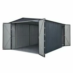 10' X 19' Globel Anthracite Grey Double Door Metal Garage (3.07m X 5.88m) 25 10' X 19' Globel Anthracite Grey Double Door Metal Garage (3.07m X 5.88m) -Garden Supplies Sales Shop lotus10x19utag 10x19 lotus grey metal garage cutout2 min