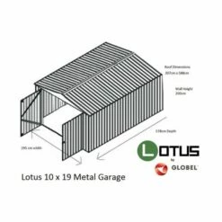 10' X 19' Globel Anthracite Grey Double Door Metal Garage (3.07m X 5.88m) 24 10' X 19' Globel Anthracite Grey Double Door Metal Garage (3.07m X 5.88m) -Garden Supplies Sales Shop lotus10x19utag 10x19 lotus grey metal garage drawing min