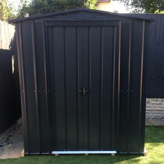 6' X 4' Globel Anthracite Grey Apex Metal Shed (1.84m X 1.23m) 4 6' X 4' Globel Anthracite Grey Apex Metal Shed (1.84m X 1.23m) - Image 2