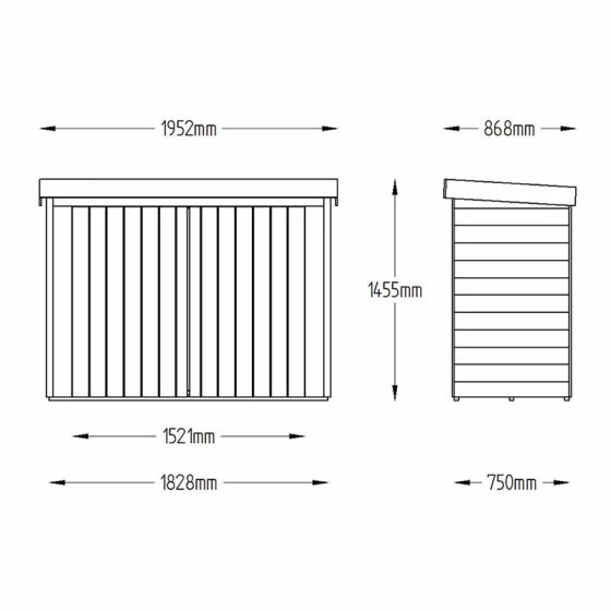 6'5 X 2'10 Forest Double Door Overlap Wooden Bike Shed / Pressure Treated (no Floor) 4 6'5 X 2'10 Forest Double Door Overlap Wooden Bike Shed / Pressure Treated (no Floor) - Image 2