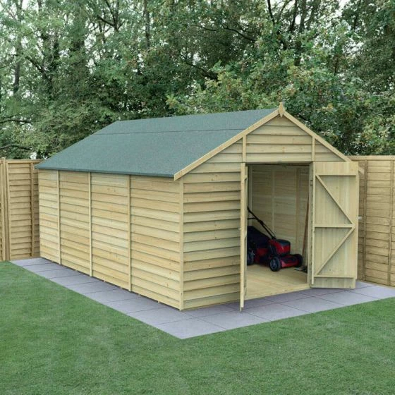 15' X 10' Forest 4Life 25yr Guarantee Overlap Pressure Treated Windowless Double Door Apex Wooden Shed (4.48m X 3.2m) 3 15' X 10' Forest 4Life 25yr Guarantee Overlap Pressure Treated Windowless Double Door Apex Wooden Shed (4.48m X 3.2m)