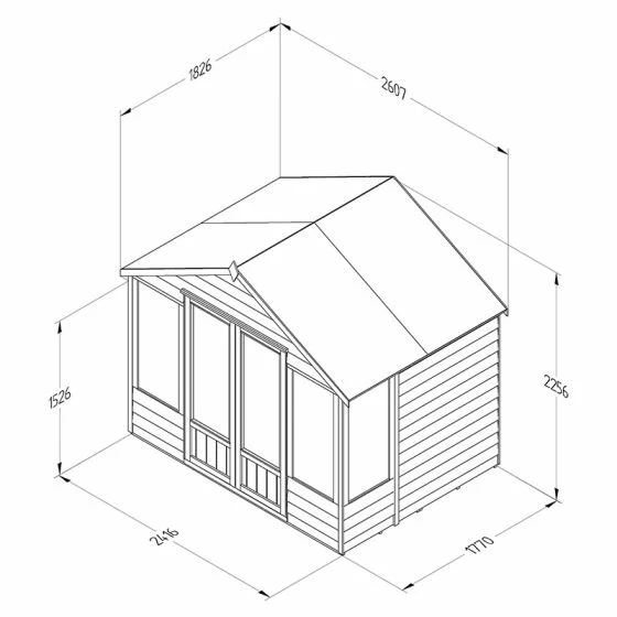 8' X 6' Forest Oakley 25yr Guarantee Double Door Apex Summer House (2.61m X 1.83m) 4 8' X 6' Forest Oakley 25yr Guarantee Double Door Apex Summer House (2.61m X 1.83m) - Image 2