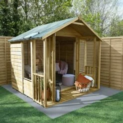 8' X 8' Forest Oakley 25yr Guarantee Double Door Apex Summer House (2.61m X 2.42m)