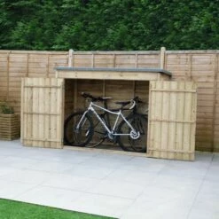 6'5 X 2'10 Forest Double Door Overlap Wooden Bike Shed / Pressure Treated (no Floor) 25 6'5 X 2'10 Forest Double Door Overlap Wooden Bike Shed / Pressure Treated (no Floor) -Garden Supplies Sales Shop opplosnfl new 1