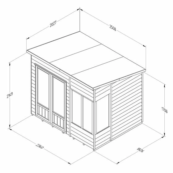 8' X 6' Forest Oakley 25yr Guarantee Double Door Pent Summer House (2.51m X 2.03m) 4 8' X 6' Forest Oakley 25yr Guarantee Double Door Pent Summer House (2.51m X 2.03m) - Image 2