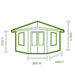 Palmako Melanie 3.5m X 3.5m Corner Log Cabin Summer House (44mm) 21 Palmako Melanie 3.5m X 3.5m Corner Log Cabin Summer House (44mm) -Garden Supplies Sales Shop paj44 3535 tech