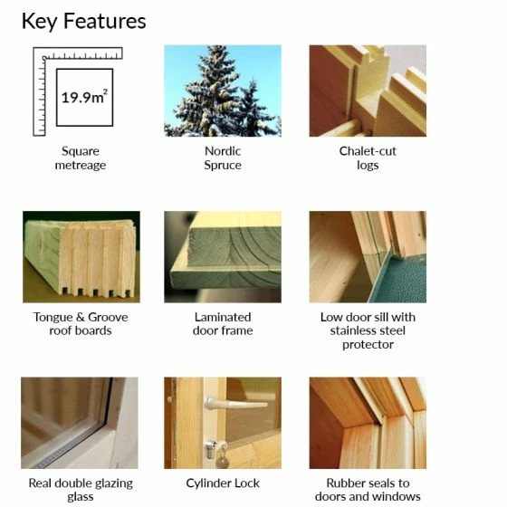 Palmako Bret 5.1m X 3.9m Log Cabin Garden Room (44mm) 6 Palmako Bret 5.1m X 3.9m Log Cabin Garden Room (44mm) - Image 4