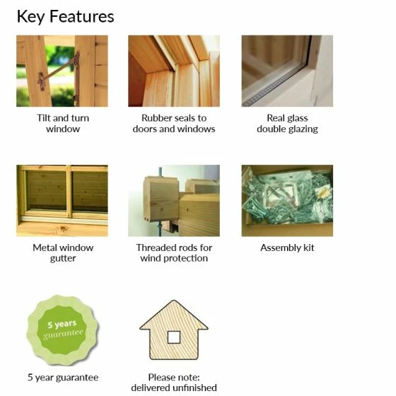 Palmako Helena 5.4m X 4.2m Log Cabin Garden Building (70mm) 11 Palmako Helena 5.4m X 4.2m Log Cabin Garden Building (70mm) - Image 9