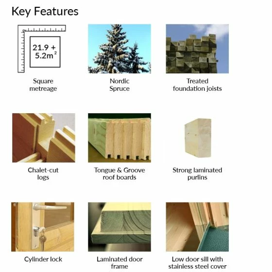 Palmako Irene 5.3m X 5.7m Log Cabin Garden Building (44mm) 15 Palmako Irene 5.3m X 5.7m Log Cabin Garden Building (44mm) - Image 13