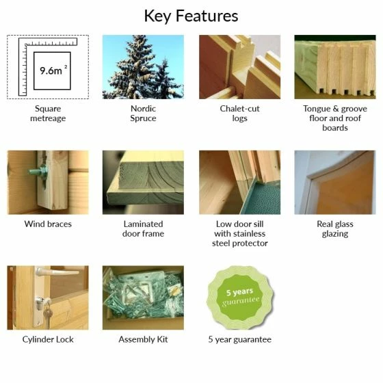 Palmako Iris 3.9m X 3m Log Cabin Summer House (28mm) 5 Palmako Iris 3.9m X 3m Log Cabin Summer House (28mm) - Image 3
