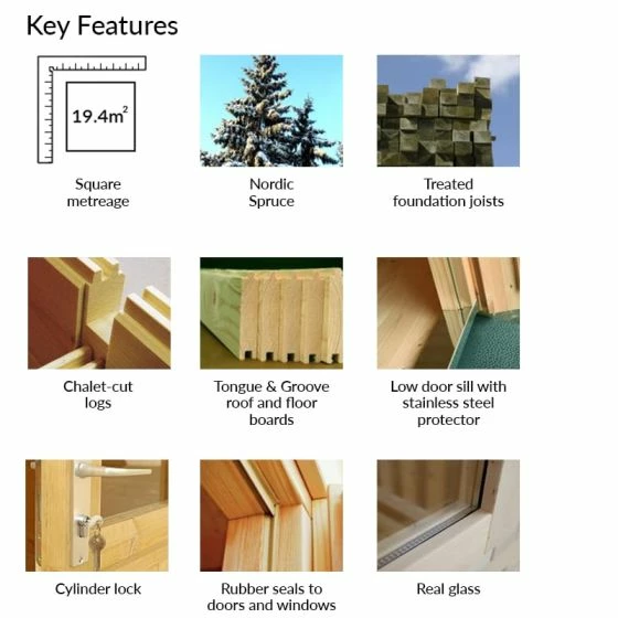 Palmako Lea 5.4m X 3.9m Log Cabin Garden Office (44mm) 9 Palmako Lea 5.4m X 3.9m Log Cabin Garden Office (44mm) - Image 7