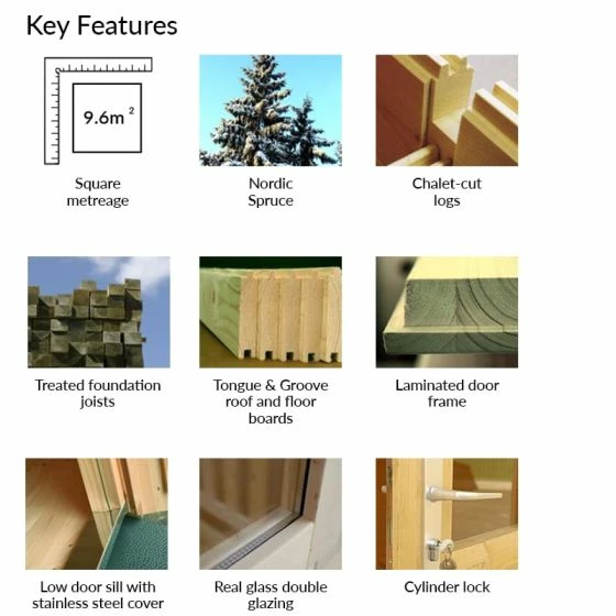 Palmako Melanie 3.5m X 3.5m Corner Log Cabin Summer House (44mm) 9 Palmako Melanie 3.5m X 3.5m Corner Log Cabin Summer House (44mm) - Image 7