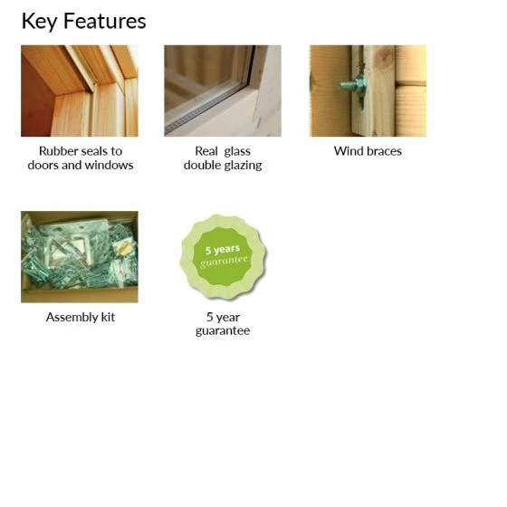 Palmako Roger 5.1m X 5.5m Log Cabin Garage (44mm) - Double Doors 17 Palmako Roger 5.1m X 5.5m Log Cabin Garage (44mm) - Double Doors - Image 15