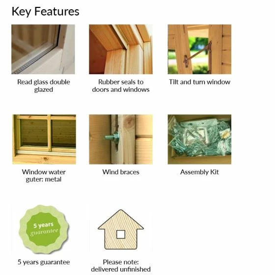 Palmako Sally 3.9m X 3.9m Log Cabin Garden Room (44mm) 10 Palmako Sally 3.9m X 3.9m Log Cabin Garden Room (44mm) - Image 8