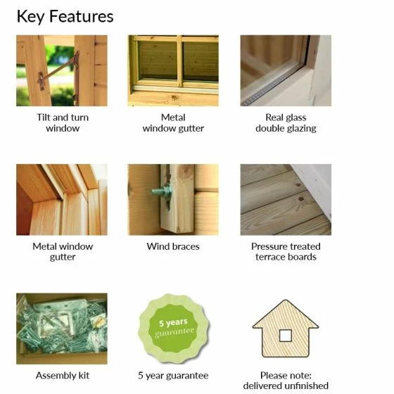 Palmako Susanna 5.3m X 3.2m Log Cabin Garden Building (44mm) 10 Palmako Susanna 5.3m X 3.2m Log Cabin Garden Building (44mm) - Image 8