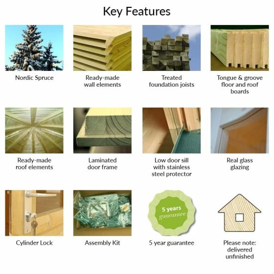 Palmako Veronica 2.9m X 2.9m Octagonal Summer House Log Cabin (28mm) - 2 Windows 8 Palmako Veronica 2.9m X 2.9m Octagonal Summer House Log Cabin (28mm) - 2 Windows - Image 6