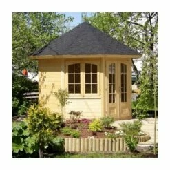 Palmako Veronica 2.9m X 2.9m Octagonal Summer House Log Cabin (28mm) - 2 Windows
