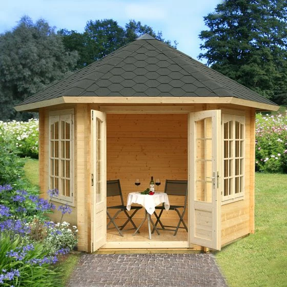 Palmako Hanna 3m X 3.4m Corner Log Cabin Summer House (34mm) 3 Palmako Hanna 3m X 3.4m Corner Log Cabin Summer House (34mm)