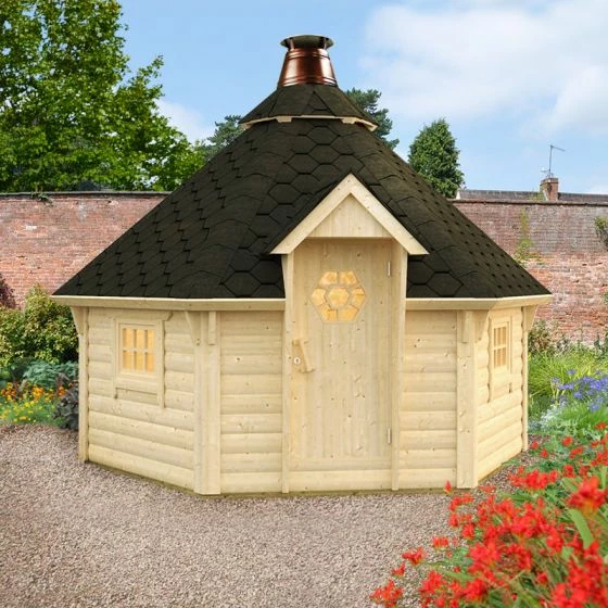 Palmako Eva 3.3m X 3.3m Corner Log Cabin BBQ Hut - Barbecue Hut (44mm) 7 Palmako Eva 3.3m X 3.3m Corner Log Cabin BBQ Hut - Barbecue Hut (44mm) - Image 5