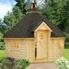 Palmako Eva 3.8m X 3.8m Corner Log Cabin BBQ Hut - Barbecue Hut (44mm)