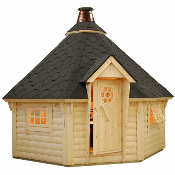 Palmako Eva 3.8m X 3.8m Corner Log Cabin BBQ Hut - Barbecue Hut (44mm) 4 Palmako Eva 3.8m X 3.8m Corner Log Cabin BBQ Hut - Barbecue Hut (44mm) - Image 2