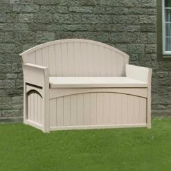 4'5 X 1'9 (1.34x0.53m) Suncast Resin Patio Storage Bench - Plastic Garden Storage