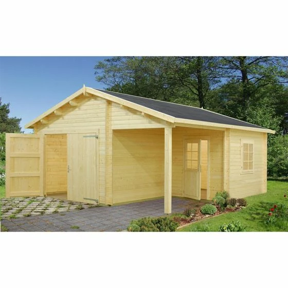 Palmako Roger 5.1m X 5.5m Log Cabin Garage (44mm) - Double Doors 6 Palmako Roger 5.1m X 5.5m Log Cabin Garage (44mm) - Double Doors - Image 4