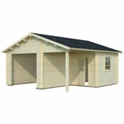 Palmako Roger 5.1m X 5.5m Log Cabin Garage (44mm) - Double Doors 21 Palmako Roger 5.1m X 5.5m Log Cabin Garage (44mm) - Double Doors -Garden Supplies Sales Shop roger 21 wooden gate visual white