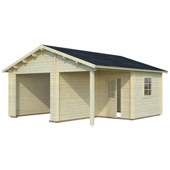 Palmako Roger 5.1m X 5.5m Log Cabin Garage (44mm) - Double Doors 7 Palmako Roger 5.1m X 5.5m Log Cabin Garage (44mm) - Double Doors - Image 5