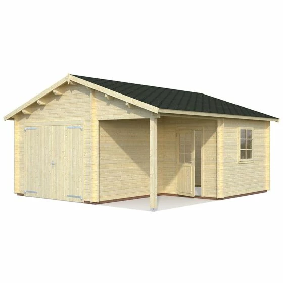 Palmako Roger 5.1m X 5.5m Log Cabin Garage (44mm) - Double Doors 8 Palmako Roger 5.1m X 5.5m Log Cabin Garage (44mm) - Double Doors - Image 6